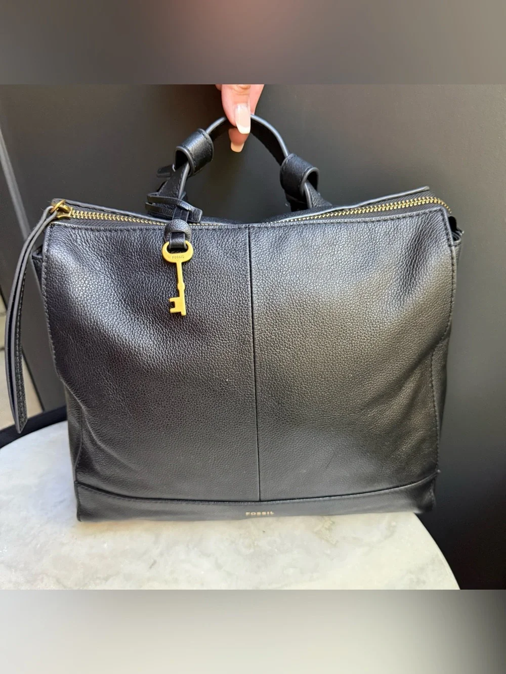 Fossil Elina Black Pebbled Leather Backpack Crossbody Satchel - VGUC